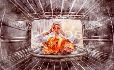 Funny chef perplexed and angry. Loser is destiny! Stock Photos