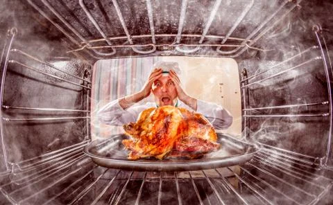 Funny chef perplexed and angry. Loser is destiny! Stock Photos