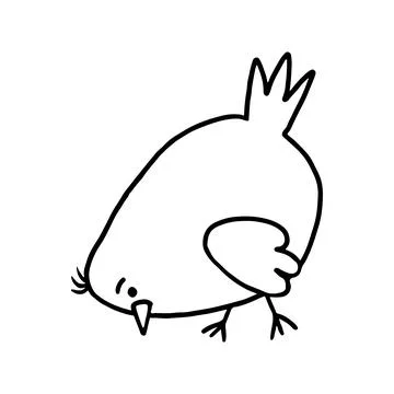 Funny chick peckingin doodle style. Hand drawn cute domestic bird vector illu Stock Illustration