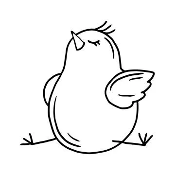 Funny chick sitting in doodle style. Hand drawn cute domestic bird vector ill Stock Illustration