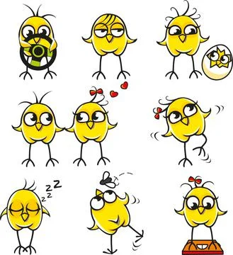Funny chickens individually grouped. Stock-Illustration