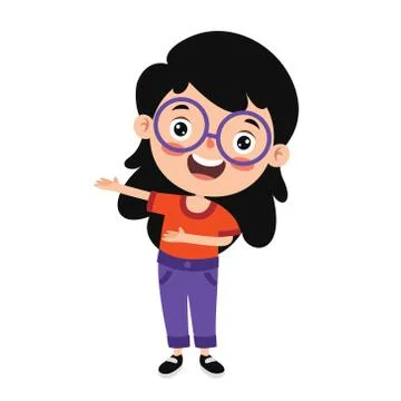 Funny Child Presenting And Pointing Stock Illustration