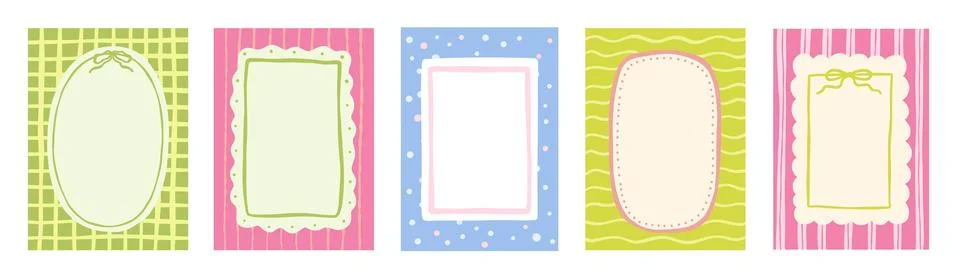 Funny childish frames with stripes Squiggle colorful photo borders. Wiggly .. Stock Illustration