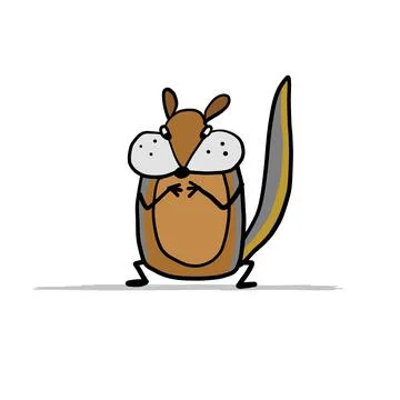Funny Chimpank. Ground Squirrel. Sketch for your design Stock Illustration