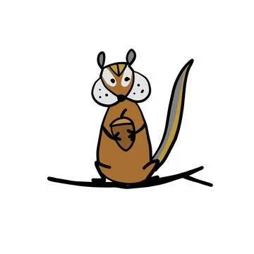 Funny Chimpank with nut. Ground Squirrel. Sketch for your design Stock Illustration