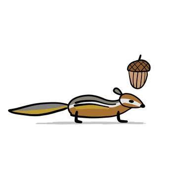 Funny Chimpank with nut. Ground Squirrel. Sketch for your design Stock Illustration