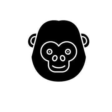 Funny chimpanzee black icon, vector sign on isolated background. Funny Stock Illustration