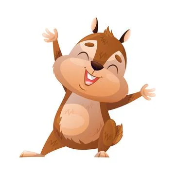 Funny Chipmunk Character with Cute Snout with Raised Paws Cheering Vector Stock Illustration