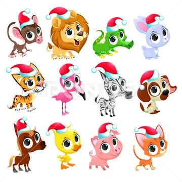 Funny Christmas animals Stock Illustrationen