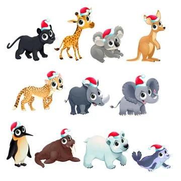 Funny Christmas animals Illustrazione stock