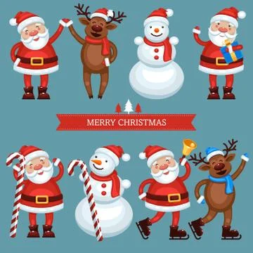 Funny christmas characters Stock Illustration
