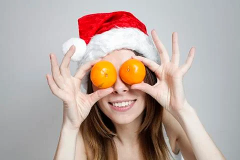 Funny christmas girl Stock Photos