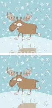 Funny Christmas Moose Differences Visual Game Stock Illustrationen