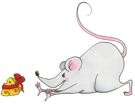 Funny Christmas mouse. element of the new year set Isolated on white background. Stock Illustration