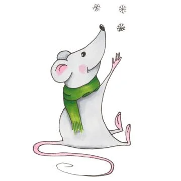 Funny Christmas mouse. A separate element of the new year set. Stock Illustration