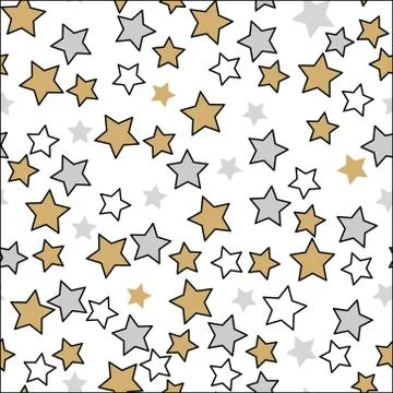 Funny christmas pattern with cute stars on white. Stock Illustration