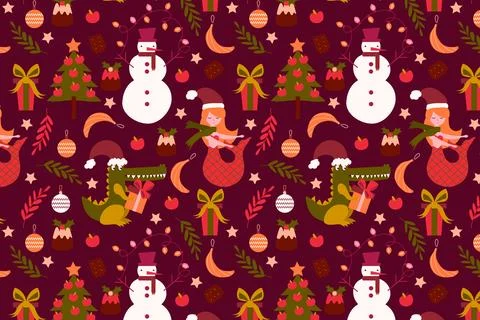 Funny christmas pattern Stock Illustration