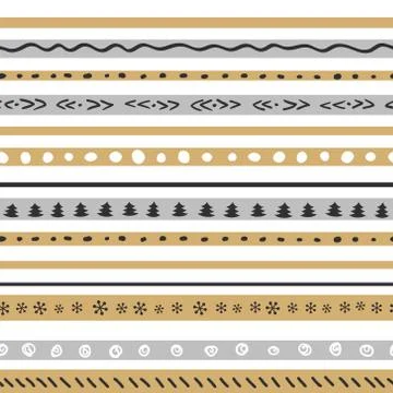 Funny christmas pattern with snowflakes, tree, dots. Stock Illustration