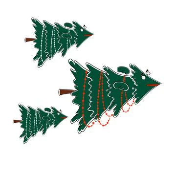 Funny Christmas Tree for a new year greeting card Illustrazione stock