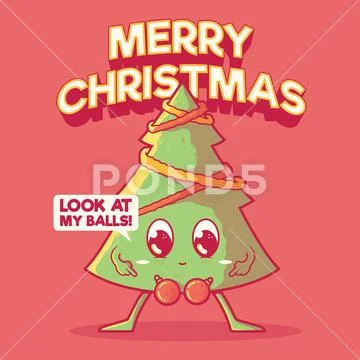 Funny Christmas tree vector illustration. Stock Illustration
