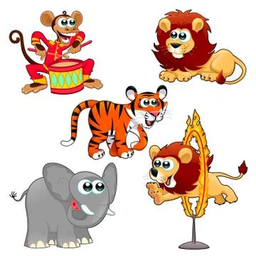Funny circus animals Stock Illustration