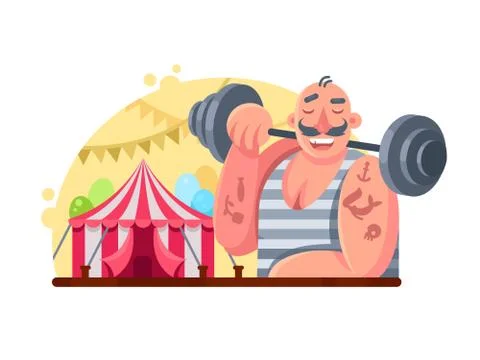 Funny circus weight lifter Stock Illustration