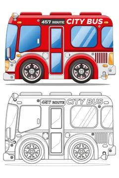Funny city bus. 스톡 일러스트