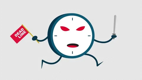 Funny clock character running animation, concept of being chased by deadline Video stock 233823911