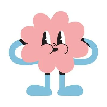 Funny cloud or flower with arms and legs, cartoon style, vintage groovy cha.. Stock Illustration