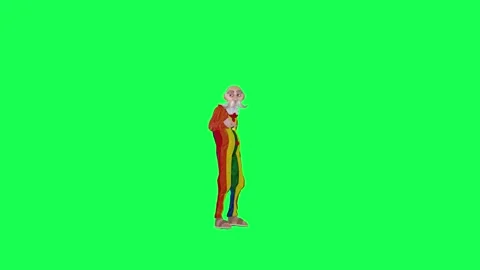 Funny clown checking hands and feet, right angle green screen 스톡 동영상 259824953