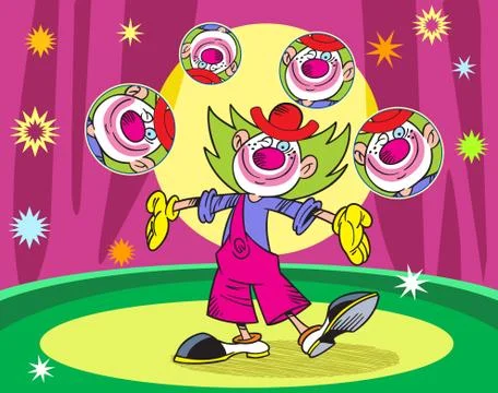 Funny clown in the circus Stock Illustration