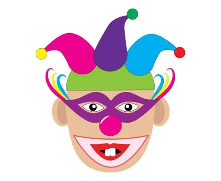 Funny clown with two teeth. Vector illustration Stock Illustration
