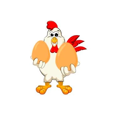 Funny cock keeps eggs Stock Illustration