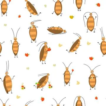 Funny cockroaches, seamless pattern for your design イラスト素材