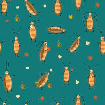Funny cockroaches, seamless pattern for your design Illustrazione stock