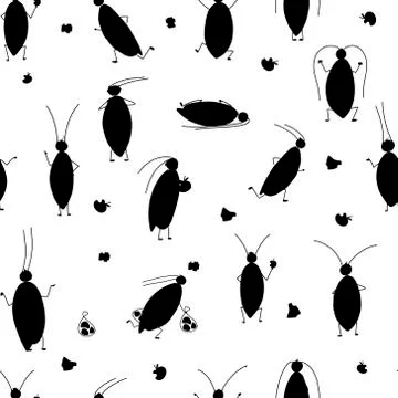Funny cockroaches, seamless pattern for your design Stock Illustration