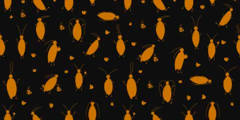 Funny cockroaches, seamless pattern for your design Illustrazione stock
