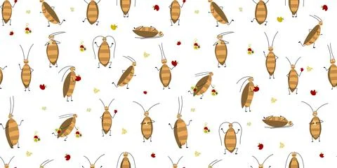 Funny cockroaches, seamless pattern for your design イラスト素材