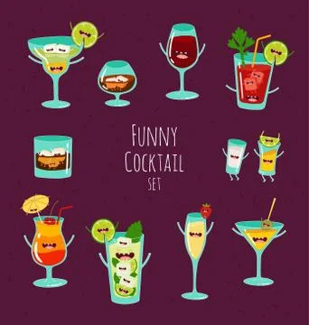 Funny cocktail. Vector illustration. Stock Illustration