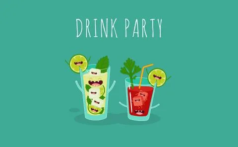 Funny cocktail. Vector illustration. Stock Illustration