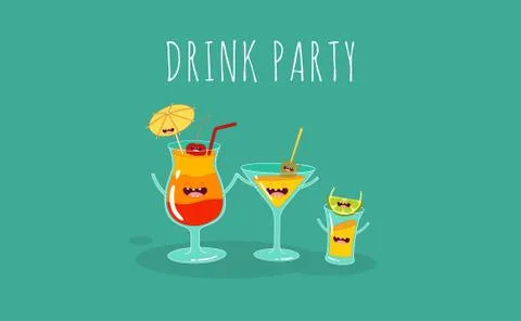 Funny cocktail. Vector illustration. Illustrazione stock