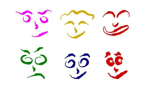 Funny colorful faces. Stock Illustration