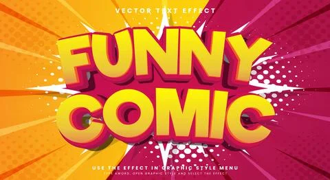 Funny Comic cartoon game style 3d editable text Stock Illustration