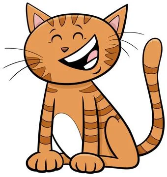 Funny comic cat or kitten cartoon animal character Cartoon Illustration of... Stock Photos