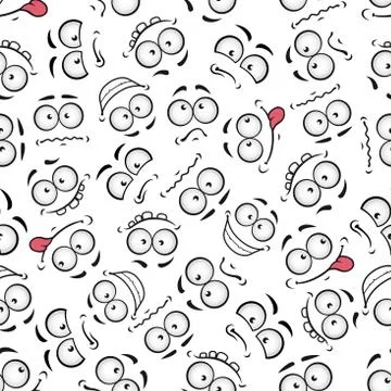 Funny comics faces seamless pattern background Stock Illustration