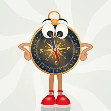 Funny compass cartoon Stock Illustration