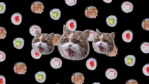Funny computer graphics, animation with a cat's head opening and closing its Stock Footage 246826002