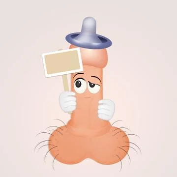 Funny condom on penis Stock-Illustration