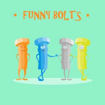 Funny construction bolts Stock Illustration