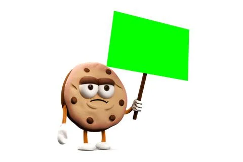 Funny Cookie with a Green Chroma Key Placard on wood stick Stock Illustration